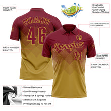Load image into Gallery viewer, Custom Crimson Old Gold 3D Gradient Square Shape Performance Polo Shirt