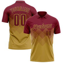 Load image into Gallery viewer, Custom Crimson Old Gold 3D Gradient Square Shape Performance Polo Shirt