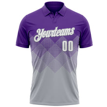 Load image into Gallery viewer, Custom Purple White-Gray 3D Gradient Square Shape Performance Polo Shirt