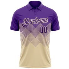 Load image into Gallery viewer, Custom Purple Cream 3D Gradient Square Shape Performance Polo Shirt
