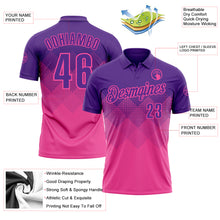 Load image into Gallery viewer, Custom Purple Pink 3D Gradient Square Shape Performance Polo Shirt