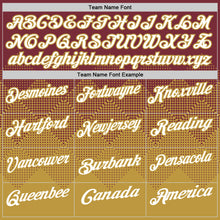 Load image into Gallery viewer, Custom Burgundy White-Old Gold 3D Gradient Square Shape Performance Polo Shirt