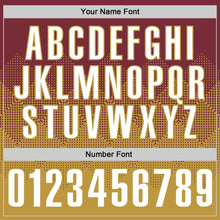 Load image into Gallery viewer, Custom Burgundy White-Old Gold 3D Gradient Square Shape Performance Polo Shirt