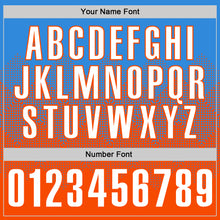 Load image into Gallery viewer, Custom Powder Blue White-Orange 3D Gradient Square Shape Performance Polo Shirt