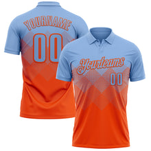 Load image into Gallery viewer, Custom Light Blue Orange 3D Gradient Square Shape Performance Polo Shirt