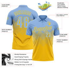 Load image into Gallery viewer, Custom Light Blue Yellow 3D Gradient Square Shape Performance Polo Shirt