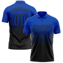 Load image into Gallery viewer, Custom Thunder Blue Black 3D Gradient Square Shape Performance Polo Shirt