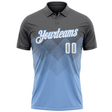 Load image into Gallery viewer, Custom Steel Gray White-Light Blue 3D Gradient Square Shape Performance Polo Shirt