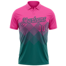 Load image into Gallery viewer, Custom Pink Teal 3D Gradient Square Shape Performance Polo Shirt