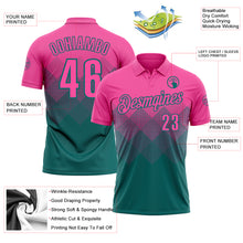 Load image into Gallery viewer, Custom Pink Teal 3D Gradient Square Shape Performance Polo Shirt