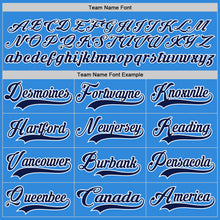 Load image into Gallery viewer, Custom Sky Blue Navy-White Hockey Lace Neck Jersey