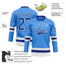 Load image into Gallery viewer, Custom Sky Blue Royal-White Hockey Lace Neck Jersey