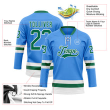 Load image into Gallery viewer, Custom Sky Blue Kelly Green-White Hockey Lace Neck Jersey