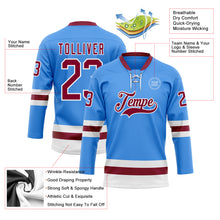 Load image into Gallery viewer, Custom Sky Blue Maroon-White Hockey Lace Neck Jersey
