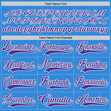 Load image into Gallery viewer, Custom Sky Blue Purple-White Hockey Lace Neck Jersey