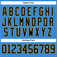 Load image into Gallery viewer, Custom Sky Blue Black-Gold Hockey Lace Neck Jersey