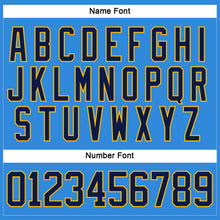 Load image into Gallery viewer, Custom Sky Blue Navy-Gold Hockey Lace Neck Jersey