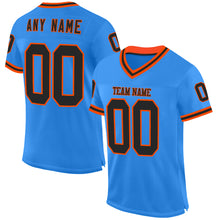 Load image into Gallery viewer, Custom Powder Blue Black-Orange Mesh Authentic Throwback Football Jersey