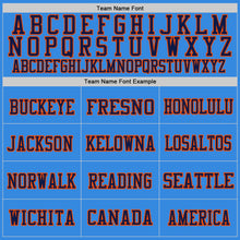 Load image into Gallery viewer, Custom Powder Blue Navy-Orange Mesh Authentic Throwback Football Jersey