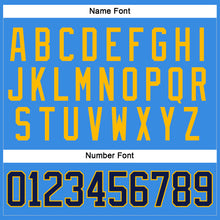 Load image into Gallery viewer, Custom Powder Blue Navy-Gold Hockey Jersey