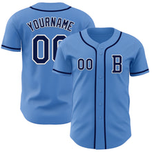 Load image into Gallery viewer, Custom Powder Blue Navy-White Authentic Baseball Jersey