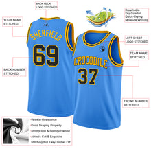 Load image into Gallery viewer, Custom Powder Blue Black-Gold Authentic Basketball Jersey