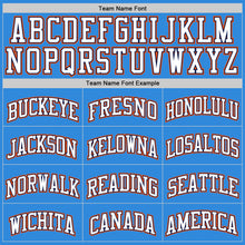 Load image into Gallery viewer, Custom Powder Blue White Navy Orange-Gold Authentic Basketball Jersey