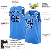 Load image into Gallery viewer, Custom Powder Blue Navy-White Authentic Basketball Jersey