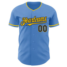 Load image into Gallery viewer, Custom Powder Blue Navy-Yellow Authentic Baseball Jersey