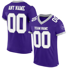 Load image into Gallery viewer, Custom Purple White-Gray Mesh Authentic Football Jersey