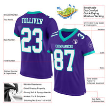 Load image into Gallery viewer, Custom Purple White-Aqua Mesh Authentic Football Jersey