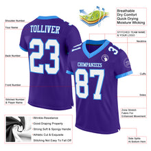 Load image into Gallery viewer, Custom Purple White-Powder Blue Mesh Authentic Football Jersey