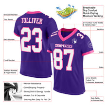Load image into Gallery viewer, Custom Purple White-Pink Mesh Authentic Football Jersey
