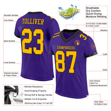 Load image into Gallery viewer, Custom Purple Gold-Black Mesh Authentic Football Jersey