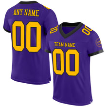 Load image into Gallery viewer, Custom Purple Gold-Black Mesh Authentic Football Jersey