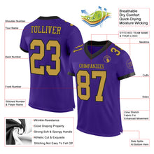 Load image into Gallery viewer, Custom Purple Old Gold-Black Mesh Authentic Football Jersey