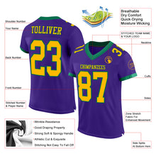 Load image into Gallery viewer, Custom Purple Gold-Kelly Green Mesh Authentic Football Jersey