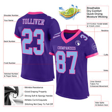 Load image into Gallery viewer, Custom Purple Light Blue-Pink Mesh Authentic Football Jersey