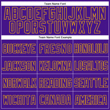 Load image into Gallery viewer, Custom Purple Gold Mesh Authentic Throwback Baseball Jersey