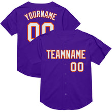 Load image into Gallery viewer, Custom Purple White-Orange Mesh Authentic Throwback Baseball Jersey