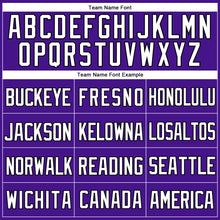 Load image into Gallery viewer, Custom Purple White-Black Mesh Authentic Throwback Baseball Jersey