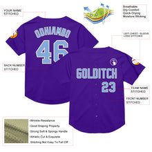 Load image into Gallery viewer, Custom Purple Light Blue-White Mesh Authentic Throwback Baseball Jersey