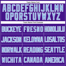 Load image into Gallery viewer, Custom Purple Light Blue-White Mesh Authentic Throwback Baseball Jersey