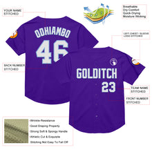 Load image into Gallery viewer, Custom Purple White-Light Blue Mesh Authentic Throwback Baseball Jersey