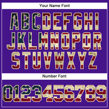 Load image into Gallery viewer, Custom Purple Vintage USA Flag-Cream Mesh Authentic Throwback Baseball Jersey