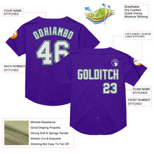 Load image into Gallery viewer, Custom Purple Kelly Green-Gray Mesh Authentic Throwback Baseball Jersey