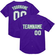 Load image into Gallery viewer, Custom Purple Kelly Green-Gray Mesh Authentic Throwback Baseball Jersey