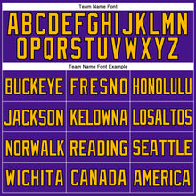 Load image into Gallery viewer, Custom Purple Black-Gold Mesh Authentic Throwback Baseball Jersey