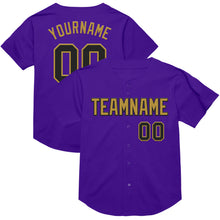 Load image into Gallery viewer, Custom Purple Black-Old Gold Mesh Authentic Throwback Baseball Jersey