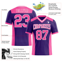 Load image into Gallery viewer, Custom Purple Pink-White Authentic Football Jersey